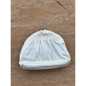 Vintage Etra Exotic Genuine Leather White Embossed Lizard/Snake Clutch Handbag